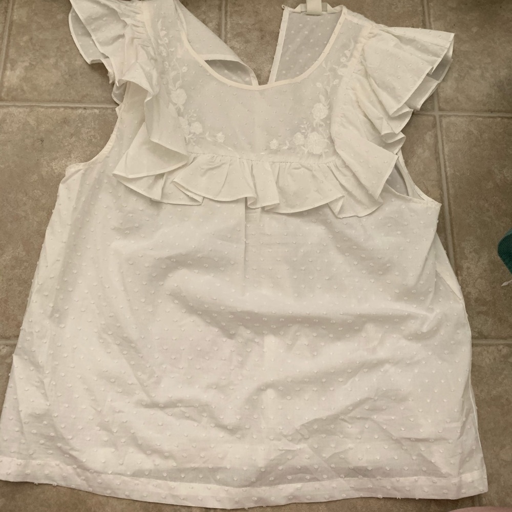 White floral embroidered blouse